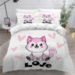 Housse de couette x enfant chat d imprim� fille parure de lit personnes kawaii pcs confortable doux microfibre ...