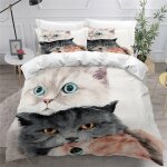 Housse de couette x enfant chat d imprim� fille parure de lit personnes mignon pi�ces confortable doux ...