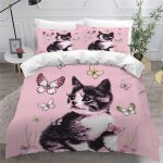 Housse de couette x enfant chat d imprim� fille parure de lit personnes papillon pi�ces confortable doux ...