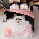 Housse de couette x enfant fille chat d motif parure de lit personne animaux housse de couette rose microfibre ...