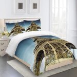 Housse de couette x enfant d paysage de la tour eiffel - parure de lit personne en microfibre pi��ces ...