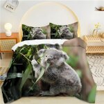 Housse de couette x feuilles vertes, koala parure de lit personnes microfibre doux respiran housse couette ...