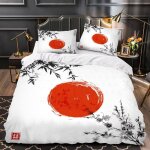 Housse de couette x fille garcon d feuilles de bambou sakura parure de lit personne peinture �� l'encre ...