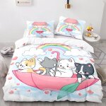 Housse de couette x fille polyester coton parure lit anti - allergique chat arc - en - ciel housse couette ...