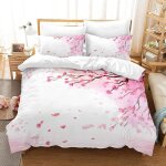 Housse de couette x fleurs de cerisier, d imprim��e microfibre parure de lit fleurs de cerisier housse ...