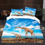 Housse de couette x girafe du ciel bleu, parure de lit pi��ces avec hypoallerg��nique housse de couette ...