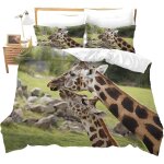 Housse de couette x girafe, d imprim��e microfibre parure de lit girafe housse de couettes personne avec ...