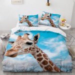 Housse de couette x girafe, d imprim��e microfibre parure de lit girafe housse de couettes personne avec ...