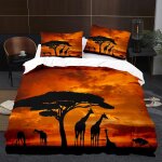 Housse de couette x girafe du soleil couchant parure de lit en microfibre avec fermeture ��clair, housse ...
