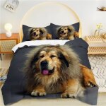 Housse de couette x gris, chien de race blanche parure de lit personnes microfibre doux respiran housse ...