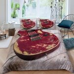 Housse de couette x guitare, d imprim��e microfibre parure de lit guitare housse de couettes personne ...