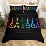 Housse de couette x guitare rock, d imprim��e microfibre parure de lit guitare rock housse de couettes ...