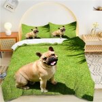 Housse de couette x l'herbe verte, bulldog anglais parure de lit personnes microfibre doux respiran housse ...