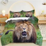 Housse de couette x l'herbe verte, lion parure de lit personnes microfibre doux respiran housse couette ...