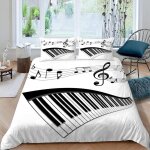 Housse de couette x notes du clavier du piano, d imprim��e microfibre parure de lit notes du clavier ...