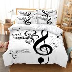 Housse de couette x note de musique microfibre parure de lit avez fermeture ��clair + taies d'oreillers ...