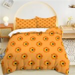Housse de couette x orange, fleur parure de lit personnes microfibre doux respiran housse couette avec ...