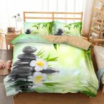 Housse de couette x pierre zen fleur de bambou�parure de lit pour enfant d en microfibre - housse de ...