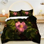Housse de couette x plantes vertes, fleur parure de lit personnes microfibre doux respiran housse couette ...
