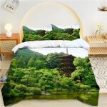 Housse de couette x plantes vertes, japon parure de lit personnes microfibre doux respiran housse couette ...