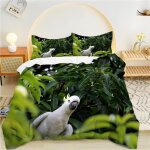 Housse de couette x plantes vertes, perroquet parure de lit personnes microfibre doux respiran housse ...