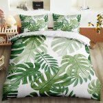 Housse de couette x plantez des feuilles vertes, parure de lit pi��ces avec hypoallerg��nique housse ...