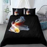 Housse de couette x poisson d'ornement parure de lit en microfibre avec fermeture ��clair, housse couette ...