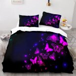 Housse de couette x polyester coton parure lit impression d papillon housse couette x cm avec deux taies ...