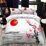 Housse de couette x prune �� la japonaise parure de lit en microfibre avec fermeture ��clair, housse ...