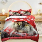 Housse de couette x rouge, chat parure de lit personnes microfibre doux respiran housse couette avec ...