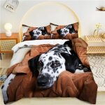 Housse de couette x sur la couverture marron, chien dalmatien parure de lit x microfibre doux respiran ...