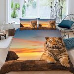 Housse de couette x tigre du bengale coucher de soleil parure de lit x enfant personne garcon et fille ...