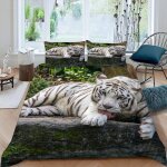 Housse de couette x tigre blanc animal la for��t parure lit enfant personne garcon et fille d imprim�� ...