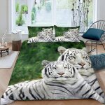 Housse de couette x tigre blanc animal la for��t parure lit enfant personne garcon et fille d imprim�� ...