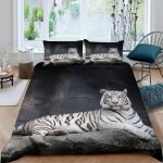 Housse de couette x tigre blanc faune parure de lit x ado personnes garcon et fille d imprim�� microfibre ...