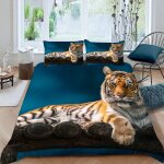 Housse de couette x tigre sib��rie parure lit personne enfant impression d motif ultra doux microfibre ...