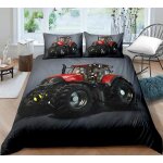 Housse de couette x tracteur gris rouge parure lit microfibre parures hypoallerg��nique housses couettes, ...