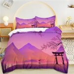 Housse de couette x violet, torii japonais parure de lit personnes microfibre doux respiran housse couette ...
