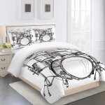Housse de couette xcm ado d imprim�� ensemble de batterie de groupe de musique pi��ces parure de lit ...