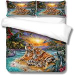 Housse de couette xcm ado d imprim�� tigre animal de plage pi��ces parure de lit en microfibre, parure ...