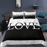Housse de couette xcm amour lettres noires d imprim�� ensemble de literie pi��ces ultra douce confortable ...