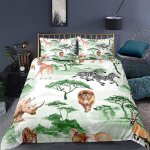 Housse de couette xcm animaux for��t verte d imprim�� ensemble de literie pi��ces ultra douce confortable ...