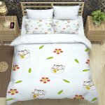 Housse de couette xcm chat porte - bonheur blanc d imprim�� ensemble de literie pi��ces ultra douce confortabl ...