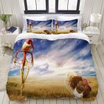 Housse de couette xcm - compagnons d'halloween turquie et ��pouvantail - parure de lit personnes pi��ces ...