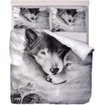 Housse de couette xcm deux loups parure de lit pi��ces pour personnes sets de housse couette en microfibre ...