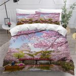 Housse de couette xcm enfant ado japon parure de lit d fleurs de cerisier ensemble de literie personnes ...