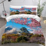 Housse de couette xcm enfant ado sakura japon parure de lit d mont fuji ensemble de literie personnes ...