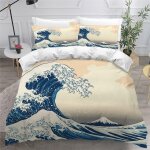 Housse de couette xcm enfant ado surf de kanagawa parure de lit d mont fuji ensemble de literie personnes ...