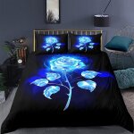 Housse de couette xcm fleur rose bleue d imprim�� ensemble de literie pi��ces ultra douce confortable ...