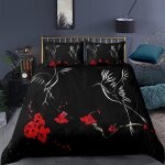 Housse de couette xcm grue animale noire d imprim�� ensemble de literie pi��ces ultra douce confortable ...